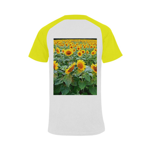 Sunflower Field Men's Raglan T-shirt Big Size (USA Size) (Model T11)