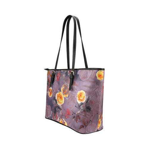 flowers 2 Leather Tote Bag/Large (Model 1651)