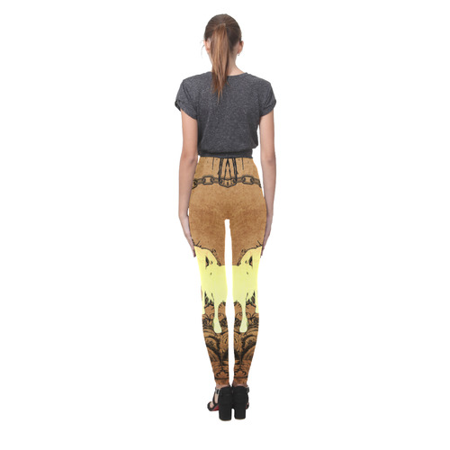 Beautiful horse silhouette in yellow colors Cassandra Women's Leggings (Model L01)