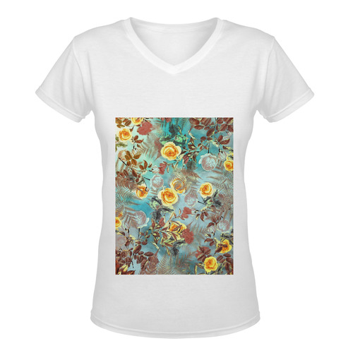 flowers 3 Women's Deep V-neck T-shirt (Model T19)