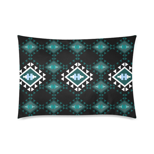 Turquoise and black Balkan kilim lucky charm pattern Custom Zippered Pillow Case 20"x30"(Twin Sides)