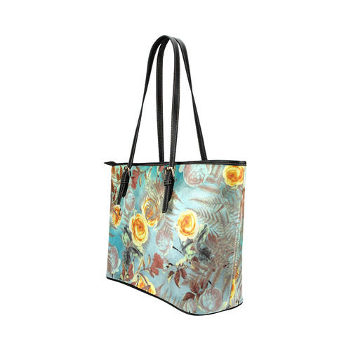 flowers 3 Leather Tote Bag/Large (Model 1651)