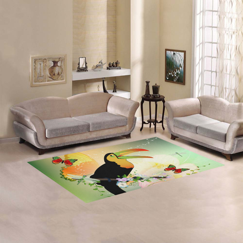 Funny toucan with flowers Area Rug 5'x3'3''