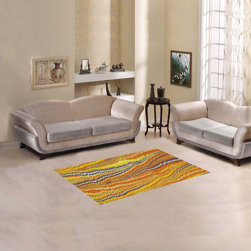 Electrified Ripples Yellow Orange Area Rug 2'7"x 1'8‘’