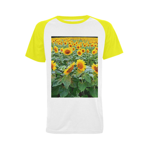 Sunflower Field Men's Raglan T-shirt Big Size (USA Size) (Model T11)