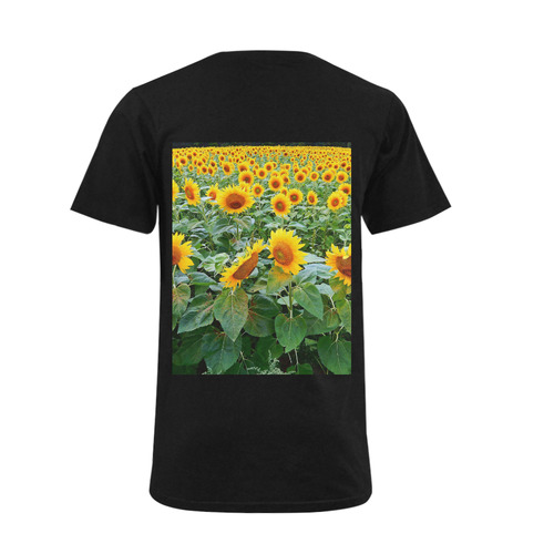 Sunflower Field Men's V-Neck T-shirt (USA Size) (Model T10)