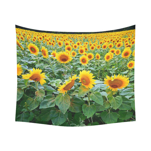 Sunflower Field Cotton Linen Wall Tapestry 60"x 51"