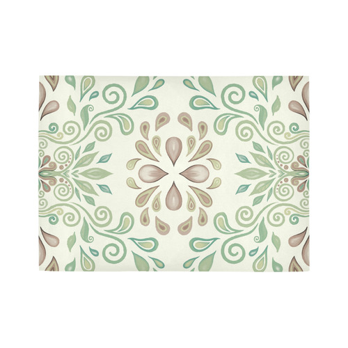 Green watercolor ornaments Area Rug7'x5'