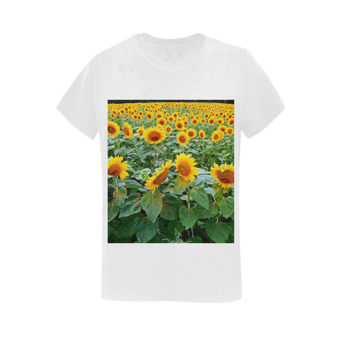 Sunflower Field Women's T-Shirt in USA Size (Two Sides Printing)