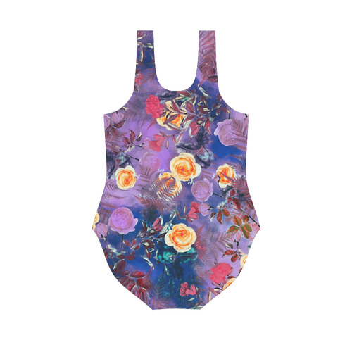 flowers 1 Vest One Piece Swimsuit (Model S04)