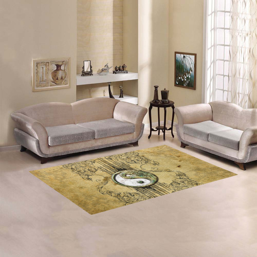 Ying and yang with decorative floral elements Area Rug 5'x3'3''