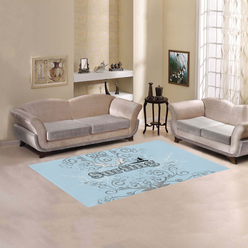 Surfboarder with decorative floral elements Area Rug 5'x3'3''