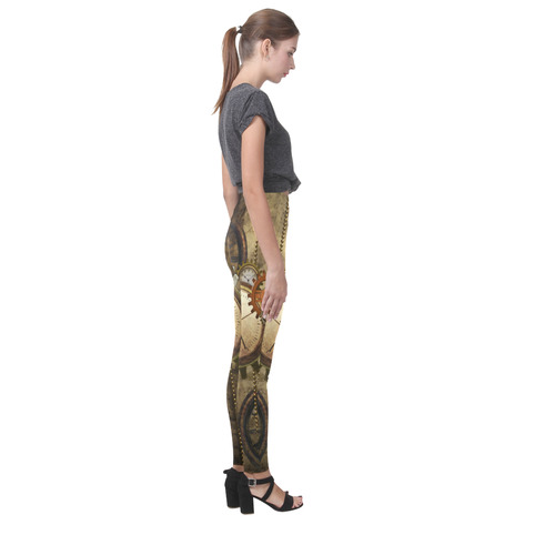 Steampunk, wonderful noble desig, clocks and gears Cassandra Women's Leggings (Model L01)