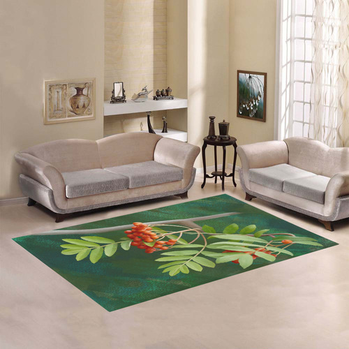 Watercolor Rowan tree - Sorbus aucuparia Area Rug7'x5'