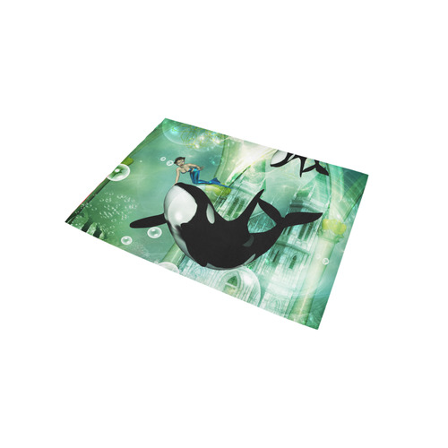 Orca with cute mermaid Area Rug 5'x3'3''