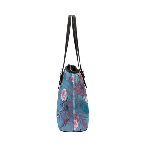 flowers 4 Leather Tote Bag/Large (Model 1651)