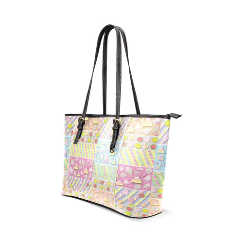 Candy, Cupcakes and Ice Cream Leather Tote Bag/Small (Model 1640)