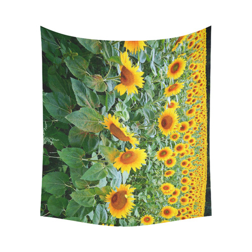 Sunflower Field Cotton Linen Wall Tapestry 60"x 51"