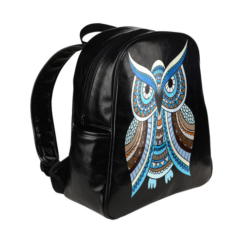 Cute Blue Owl Portrait Multi-Pockets Backpack (Model 1636)