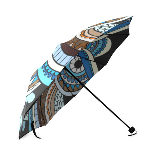 Cute Blue Owl Landscape Foldable Umbrella (Model U01)