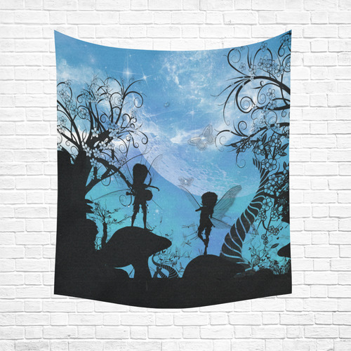 Flying fairy in the dark night Cotton Linen Wall Tapestry 51"x 60"