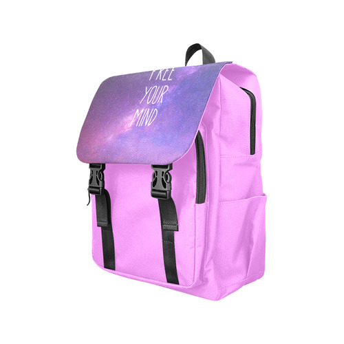 "Free Your Mind" Quote Purple Blue Night Sky Casual Shoulders Backpack (Model 1623)