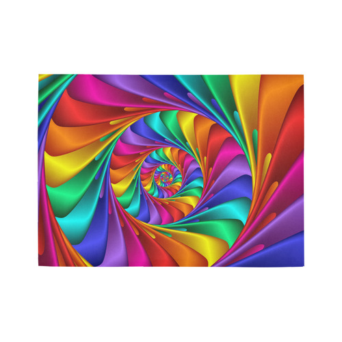 Psychedelic Rainbow Spiral Fractal Area Rug7'x5'