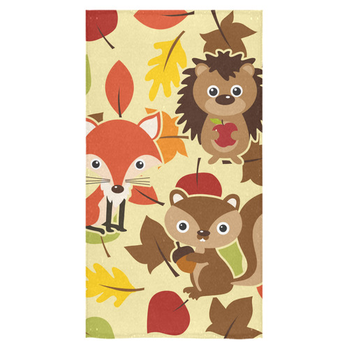 Autumn Leaves Pattern + HEDGEHOG FOX SQUIRREL Bath Towel 30"x56"