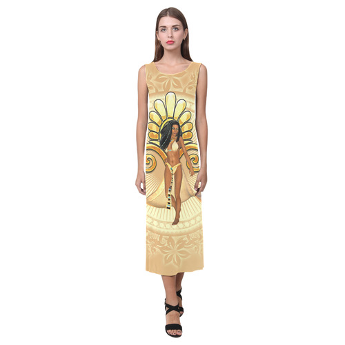 Wonderful egypt women with egypt sign Phaedra Sleeveless Open Fork Long Dress (Model D08)