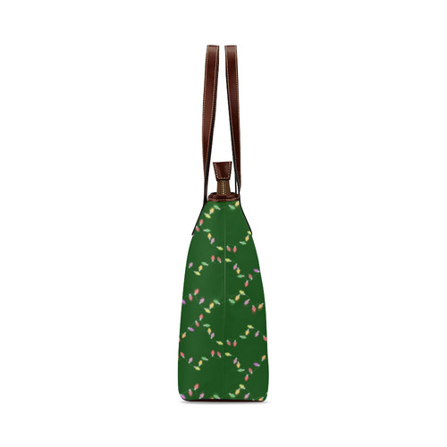 Festive Christmas Lights on Green Shoulder Tote Bag (Model 1646)