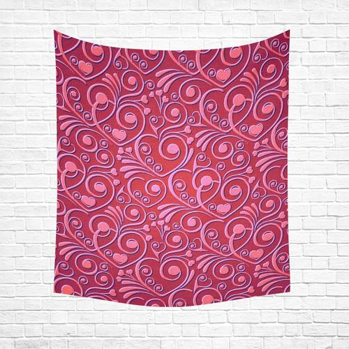 sweet hearts,red Cotton Linen Wall Tapestry 51"x 60"