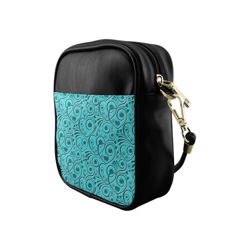 sweet hearts, turquoise Sling Bag (Model 1627)