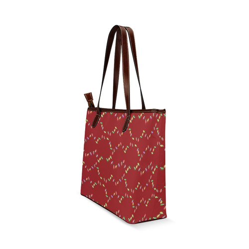 Festive Christmas Lights  on Red Shoulder Tote Bag (Model 1646)