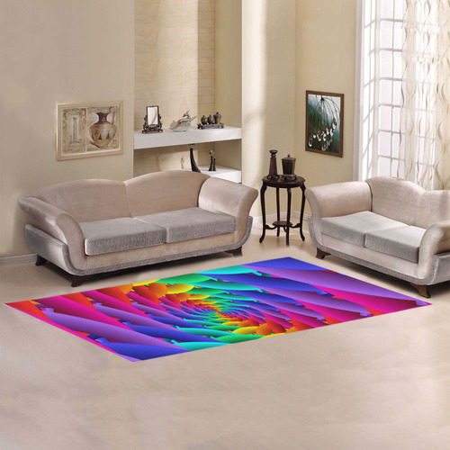 Psychedelic Rainbow Spiral Petals Fractal Area Rug 9'6''x3'3''