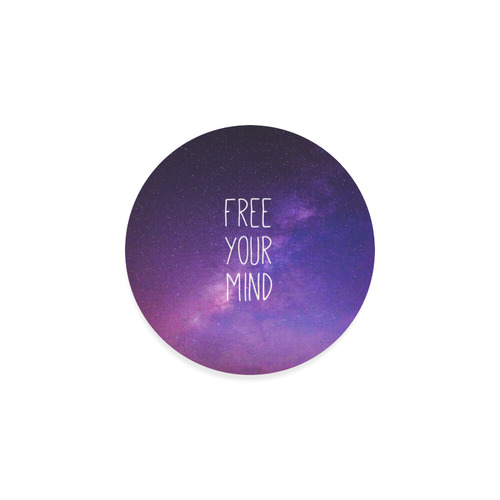 "Free Your Mind" Quote Purple Blue Night Sky Round Coaster