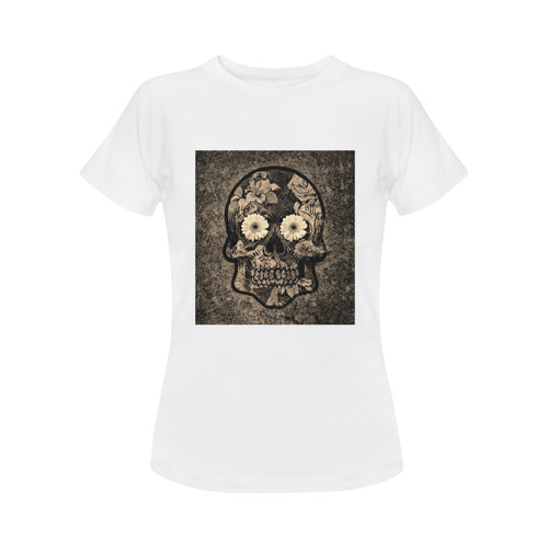 Smiling flower Sugarskull C Women's Classic T-Shirt (Model T17）