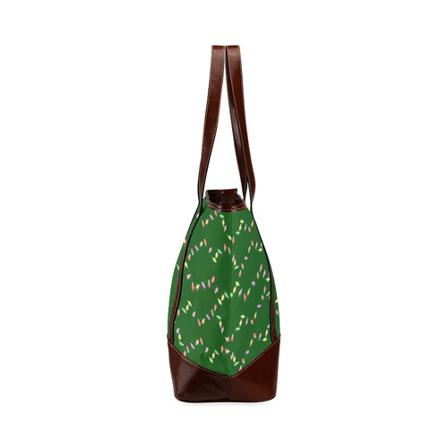 Festive Christmas Lights on Green Tote Handbag (Model 1642)