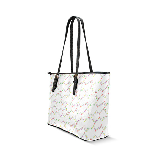 Festive Christmas Lights Leather Tote Bag/Large (Model 1640)