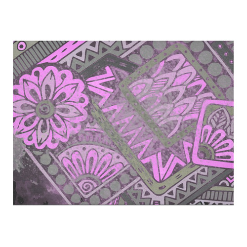 Floral Modern Geometric Grunge Design Cotton Linen Tablecloth 52"x 70"
