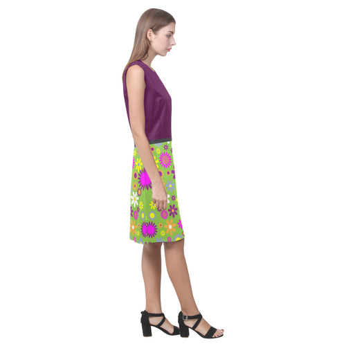 Blackberry and Retro Flower Power Eos Women's Sleeveless Dress (Model D01)