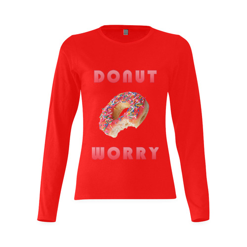 Funny Red Don't Worry / Donut Worry Sunny Women's T-shirt (long-sleeve) (Model T07)