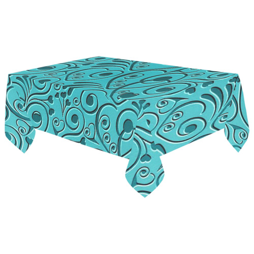 sweet hearts, turquoise Cotton Linen Tablecloth 60"x 104"