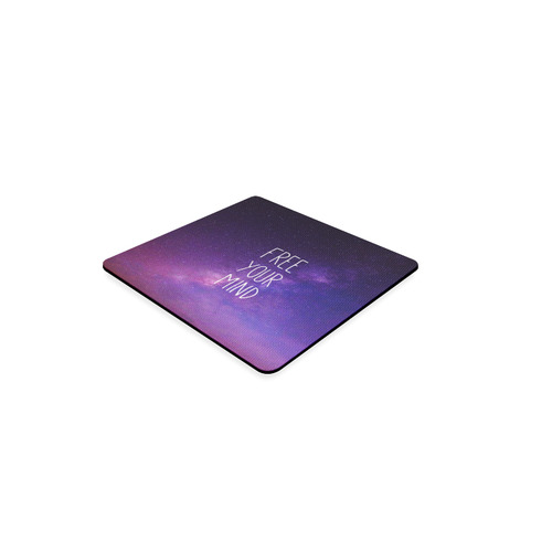 "Free Your Mind" Quote Purple Blue Night Sky Square Coaster