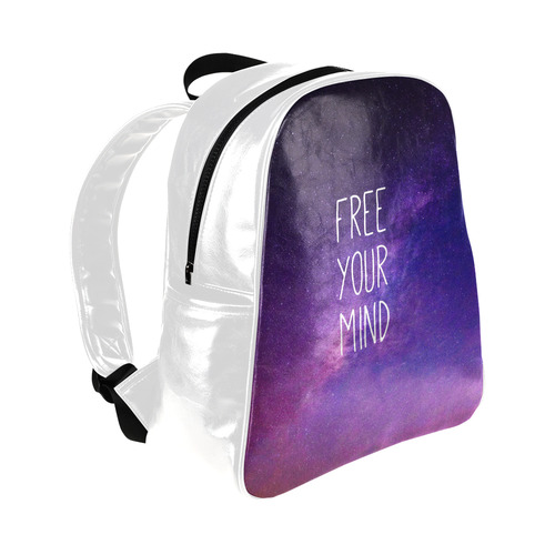 "Free Your Mind" Quote Purple Blue Night Sky Multi-Pockets Backpack (Model 1636)