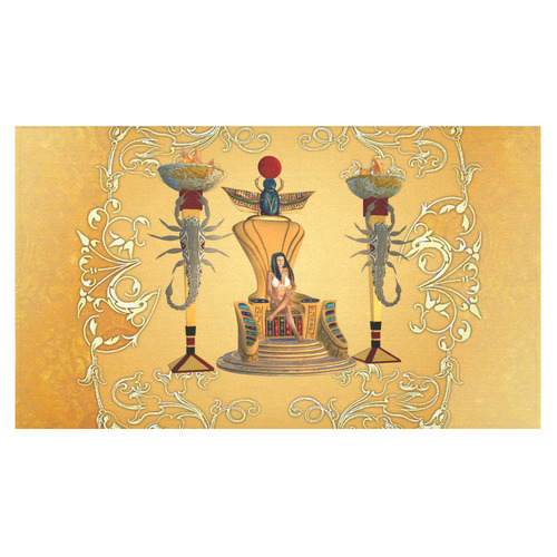 Beautidul egyptian women on a throne Cotton Linen Tablecloth 60"x 104"