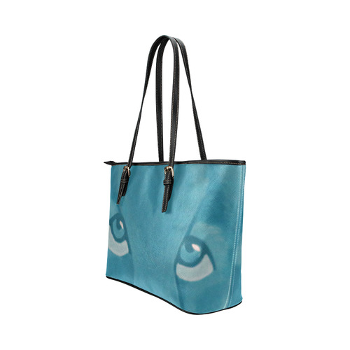 Turquoise Lion Leather Tote Bag/Small (Model 1651)