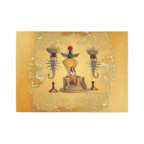 Beautidul egyptian women on a throne Area Rug7'x5'