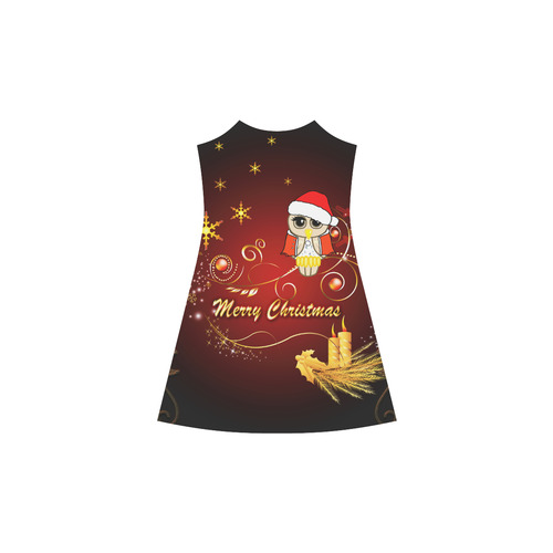 Cute christmas owl on red background Alcestis Slip Dress (Model D05)