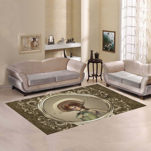 Beautiful women with fantasy hat Area Rug7'x5'