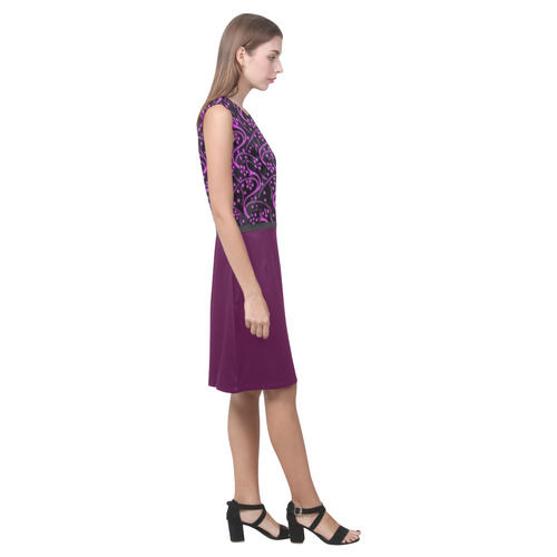 Vintage Floral Amethyst Black and Blackberry Eos Women's Sleeveless Dress (Model D01)